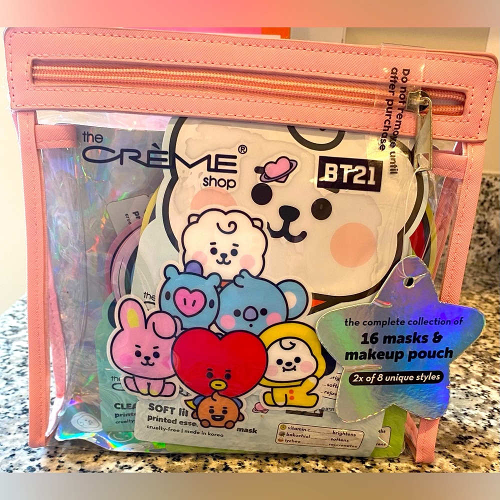 BT21 Baby Printed Sheet Mask Set with Large Travel Pouch Limited Edition NEW - Picture 2 of 14